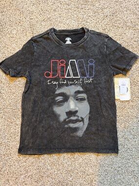 Jimi Hendrix Graphic Tee in Black with Multicolor Logo